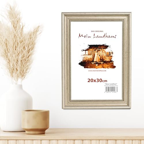 Mein Landhaus Bilderrahmen Wien – Barock Fotorahmen in Silber & Gold – Echtglas oder Acrylglas – Vintage Stil in vielen Größen (Silber, 30x40 cm)