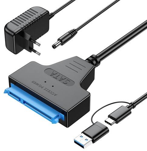 Sata - Adaptador de disco duro USB SATA a USB, compatible con discos duros externos e internos SSD/HDD de 2,5 pulgadas y 3,5 pulgadas, compatible con sistemas operativos Windows, Mac y Linux
