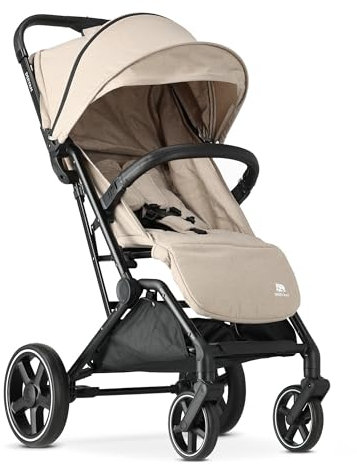 Deryan Buggy XP - XL Sonnen Verdeck UPF 50+ - Belastbar bis 25 kg - Schnell Faltbar - Kompakt - Höhenverstellbar - Liegeposition - Großer Einkaufskorb - Nougat