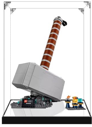 Acrylic Display Case for Lego 76209 Thor's Hammer Model, Dustproof Transparent Display Case, Model Collection Display Case (Model not Included) (Mirror Base 3mm)