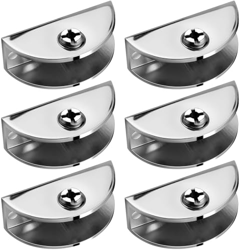 TXXATX 6 Pièces Support Etagere Verre Réglable Pince a Verre Pince Support en Alliage de Zinc Pinces pour Étagère pour Panneau de 8-12 mm Plaques Acryliques Tablettes Miroirs Cloisons de Bureau