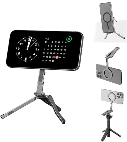 PULUZ Treppiede magnetico Moutn con gancio nascosto, supporto tascabile per telefono cellulare, supporto pieghevole con supporto per scarpa fredda e foro per vite da 1/4, per iPhone 16/15/14/13/12