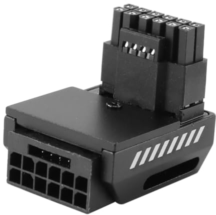 ACOLY PCIe 5.1 GPU-Netzteil 12VHPWR 12V2x6 16-polig, rechtwinklig, 90-Grad-Adapter für 12+4-polige RTX 3090Ti 4070Ti 4080 4090 GPU STD, Schwarz