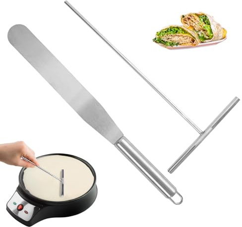 2 Pieces Crepe Spreader Spatula Kit, Cake Spreaders Set Crepes Maker Tools | Crepes Maker Tools for Home & Commercial Use, Stainless Steel Pancake Scraper & Crepe Spatula for Cooking & Baking