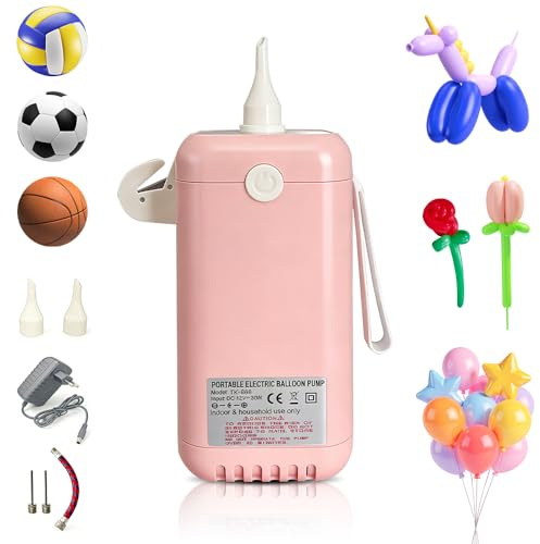 Inflador Globos Eléctrico, 2 Modos de Inflado Bomba de Globos Eléctrica, Portátil Bomba para Inflador Globos con Cortador Integrado, Hinchador Globos Electrico para Fiestas, Bodas, Cumpleaños