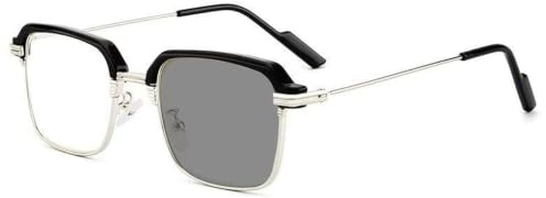 1er-Pack Smart Zoom Autofokus-Brille, photochrome Blaulicht-blockierende Gläser, leichter Halbrandrahmen, Silber