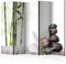 RAUMTEILER/PARAVENT B&D XXL - Paravent Raumteiler Innen Spa Zen Bambus Orchidee Blumen 225x172cm 5-teilig Einseitig Raumtrenner Trennwand Holz Room Divider Wand Raum Abtrennung schwarz weiß