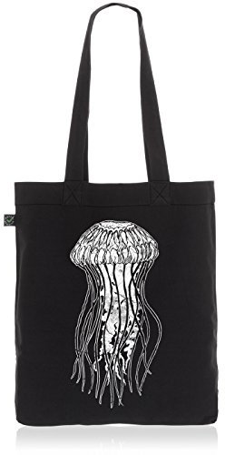 style3 Leonard Jellyfish Biobaumwolle Beutel Jutebeutel Tasche Tote Bag Qualle, Farbe:Schwarz