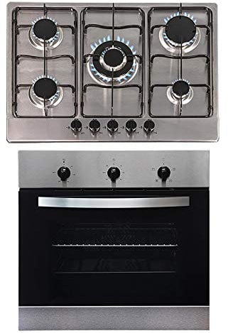 SIA 60cm Stainless Steel Single Electric True Fan Oven And 70cm 5 Burner Gas Hob