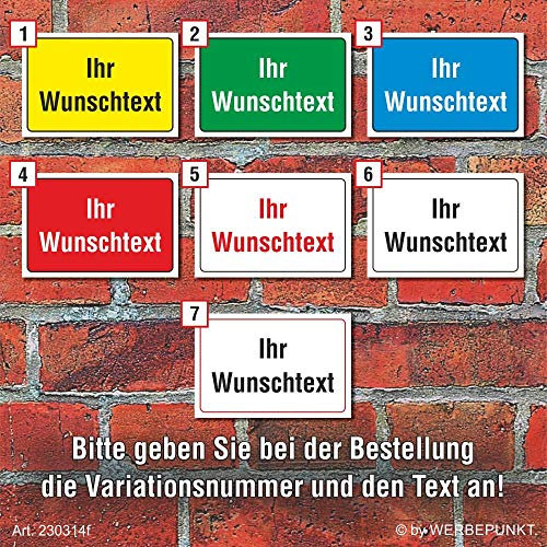 WERBEPUNKT. Schild Wunschtext Hinweisschild Firmenschild Praxisschild wetterfest, 300 x 200 mm