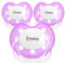 BabyNova Schnuller mit Namen, ortho, Silikon, Größe 1, (transparent lila, 0-6 Monate)
