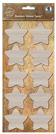 Ursus 41040003 - Bambus Sticker, grau, Stern, selbstklebend, beschreibbar, lösungsmittel- und säurefrei, Stickerbogen ca. 12 x 26 cm, ideal zum beschriften von Gläsern, Dosen und Geschenken