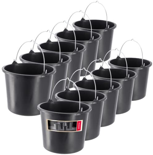 Secchio di costruzione kadax con manico, 16L, secchio di mortaio fatto di plastica, secchio rotondo per cantiere e giardino, secchio d'acqua, secchio di cemento stabile con bordo annaffiato,(3)