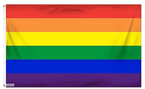 Fontee® [Gay Pride Flagge] [90X150 cm] [Lebendige Farbe] [UV-lichtbeständig] [Leinwandkopf] [Doppelt genäht] [Dicke Messingösen] [Regenbogenfahne]