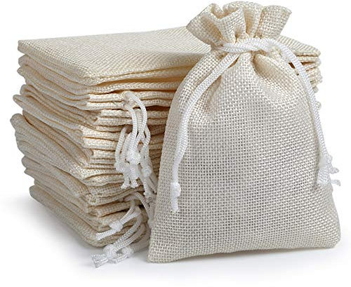 Naler 24 x Jutesäckchen Cremefarben Jute Beutel für Adventskalender Stoffbeutel Natur Säckchen Geschenksäckchen - 10 x 14 cm