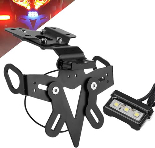 MT07 Tail Tidy - Motorcycle Rear License Plate Bracket with LED Light - Motorbike Black Registration Number Plate Holder Eliminate Kit Fit for MT‑07 FZ‑07 2013‑2020