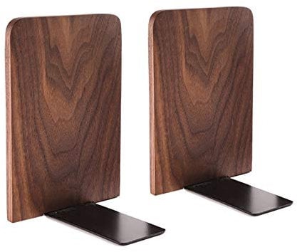 Heiqlay Bloc Livre, cale Livre, Support de Serre-Livres en Noyer Noir pour étagères, Support de Rangement pour Organisateur de Serre-Livres antidérapant 17x13 cm pour la Maison, Le Bureau(Carré)
