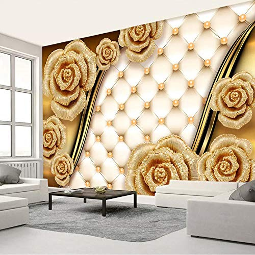 Benutzerdefinierte Foto Wandbild Golden Rose Soft Bag Schmuck Wandtuch Tapete Für Wände 3D Wohnzimmer Tv Wand Wohnkultur,350 * 256Cm