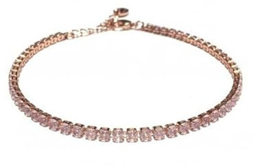 MAISON GIOIELLI FIRENZE - OHANA Bracciale Tennis in Metallo Placcato Oro e Zirconi Colorati, Bracciale Opali, Chiusura Moschettone Ipoallergenico Antigraffio e Waterproof (oro rosa, rosa)