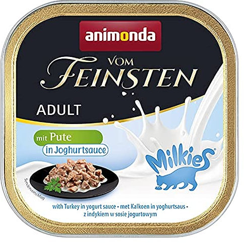 animonda vom Feinsten Katzenfutter nass Milkies mit Pute in Joghurtsauce (32 x 100g), getreidefreies Katzen Nassfutter ohne Zucker, mit frischen, fleischigen Zutaten