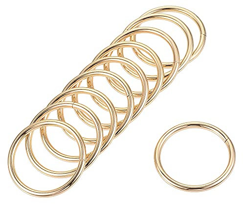 sourcing map 10 Stück O Ringe 1.18(30mm) Metall für Riemen Taschen Gürtel DIY Handwerk Gold Ton