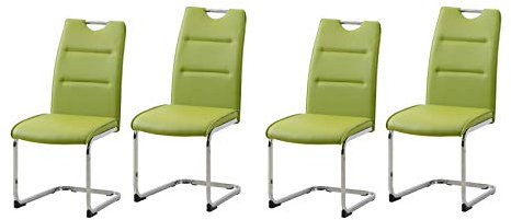 HTI living Schwingstuhl DannyC PU Grün Freischwinger Esszimmerstuhl Kunstleder 4-teilig