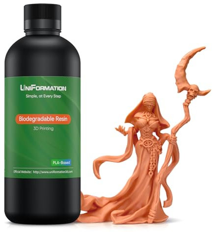 Uniformation PLA Pflanzenbasiertes 3D Resin Biologisch abbaubares UV härtendes Harz 405nm für LCD 3D Printer resin, Geruchsarm, Hohe Präzision X14 Orange Red 1kg