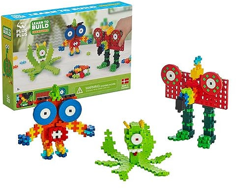 Plus-Plus 9603907 Geniales Konstruktionsspielzeug, Learn to Build, Aliens & Monster, Kreativ-Bausteine, 245 Teile, Mehrfarbig, Mini, PP3907