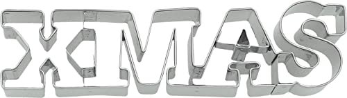 Birkmann, Ausstechform Schriftzug 'Xmas', Ausstechform zum Ausstechen und Dekorieren von Plätzchen, Marzipan, Fondant, Edelstahl, spülmaschinengeeignet, Größe:14 cm