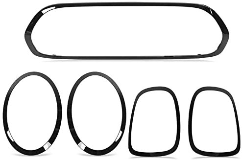 Kühlergrill Umrandung, 5 Stück, Glänzend Schwarz, Scheinwerfer Rücklicht Grill Umrandungs Abdeng, Ersatz für F55 F56 F57 One S JCW 2014 f56 scheinwerfer, scheinwerfer abdeng mini f56 zierringe schwarz