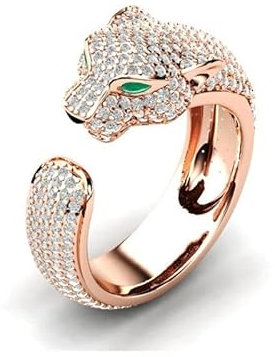 PAIHUIART Ring Ringe Damen Bijouterie Frauen Schmuck Damenring Eheringe Fashion Full Crystal Intarsien Leopard Ring Öffnungspersönlichkeit Unisex Ring Party Schmuck Geschenk Resizable E