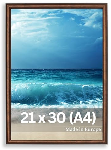 VictoR Bilderrahmen Braun 21x30 cm (A4) David - Leiste 14x17mm - Fotorahmen Vintage A4 - Shabby Chic Deko - Bilderrahmen 21x30 Braun