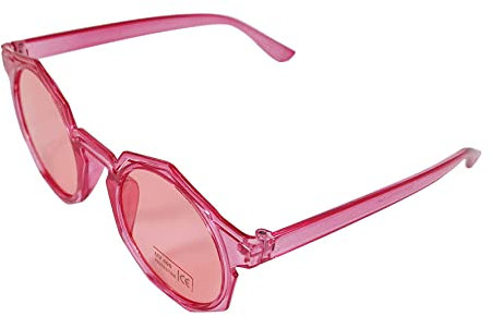 Komonee Geometric Sunglasses Pink Round Frame Pink Lens Tint Glasses Designer Mens Womens UV400 Protection Classic Shades