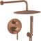 VALAZ Doccia Incasso Oro Rosa Spazzolato Protezione PVD | Miscelatore Doccia Incasso Spruzzatore Effetto Pioggia | Installazione a Parete Facile | Inossidabile, Rotondo, Spruzzatore 25 cm, Serie Jucar