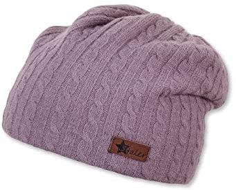 Sterntaler Baby - Mädchen Mütze Baby Beanie Mütze Zopfmuster, Lila, 53