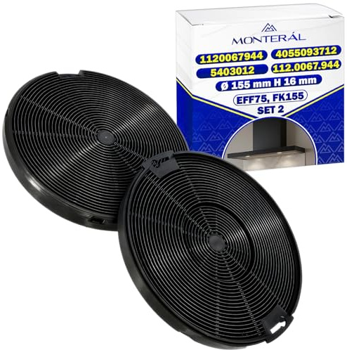 2 Aktivkohlefilter Dunstabzugshaube EFF75 Ø155mm H16mm 1120067944 für Faber | 4055093712 für Aeg für Electrolux 9197059543 für Beko - MONTERAL