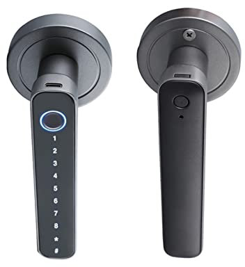 Splenssy Smart Fingerprint Door Lock with Handle, Biometric Fingerprint Keyless Entry Door Lock, 4 Unlocked Ways Tuya BT Connection APP Unlock Password Unlocking
