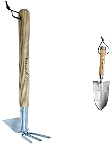 Kent & Stowe Doppelhacke – Gartenhacke aus Edelstahl, zum Belüften von Böden, 37 cm & Multifunktionshandschaufel – Pflanzschaufel aus Edelstahl für Jede Gartenarbeit, 32 cm