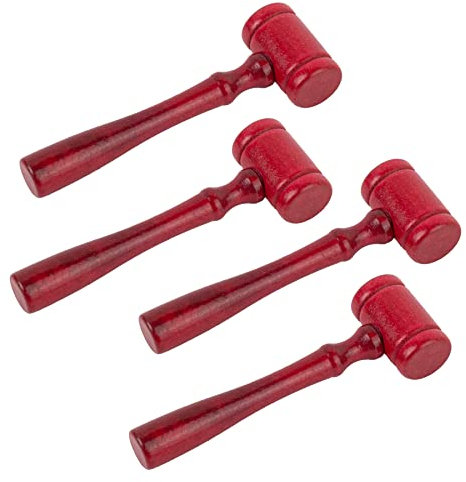 AUEAR, Paquete de 4 mini mazos de juez de madera para juez, venta de subastas de juez, mazo de madera para fiesta de cosplay, accesorios de disfraz de juez (color D)