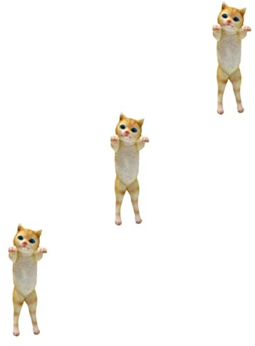 DECHOUS 3pcs Lie down Kitten Decoration Cartoon Cat Statue Garden Pots Outdoor Glass Vases Garden Cat Decor Plant Pot Hanger Cat Decor Mini Cat Statue House Cat Pet Resin Office