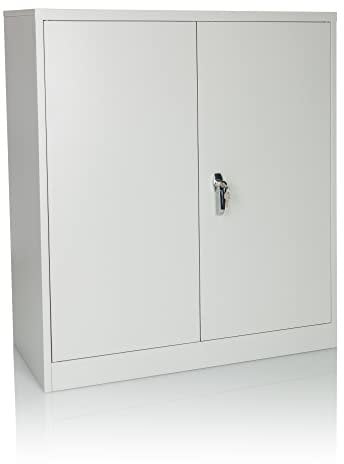 hjh OFFICE Aktenschrank Color AS 105x90 Mehrzweckschrank aus Metall, Büroschrank abschließbar, Hellgrau 743035