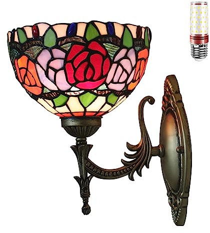 Uziqueif Tiffany Wandlampe, Wandleuchte Innen Vintage Wandlampe, Treppenhaus, Schlafzimmer, Wohnzimmer Wandleuchten aus Glas