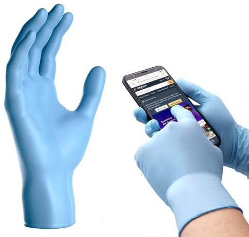 Disposable Gloves - Latex-Free Nitrile Gloves, Pack of 100, Powder-Free, Food Safe, Medical Grade (Medium, Blue)