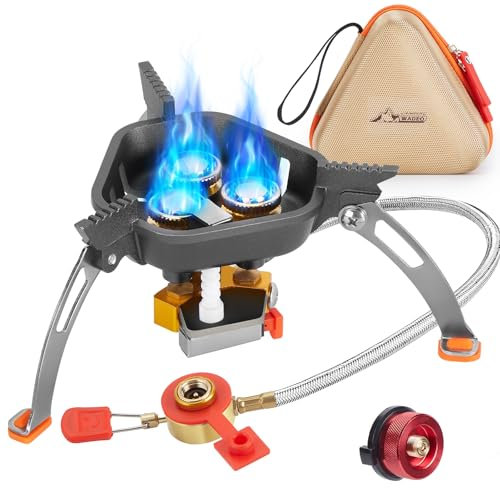 WADEO Estufa de Camping a Prueba de Viento de 7200 W, Estufa de Gas para Camping con Encendido piezoeléctrico y Adaptador, Estufa de Mochila portátil Quemador de Gas para Acampar, Senderismo, Picnic