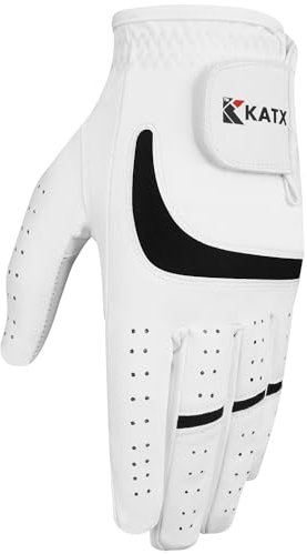 Katx Spannhandschuh Stratus Tech Golfhandschuh für Herren mit Vollfinger, strapazierfähiges Premium-Leder, für Linke und rechte Hand, Allwetter-Golfhandschuh, rutschfest, flexibel, XL, Links