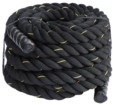 rockible Equipo de Ejercicio de Batalla, Gimnasio en Casa, Cuerda para Hacer Ejercicio, Ejercicio Al Aire Libre, 2,8 M/3M, 25mmx3m Amarillo