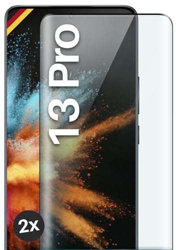 moex CurveProtect für Xiaomi 13 Pro Panzer Schutzglas, Full Screen Schutzfolie randlos, ganzer Bildschirm komplett abgedeckt, Panzerfolie Curved 3D Glas Folie, Schwarz 2 Stück