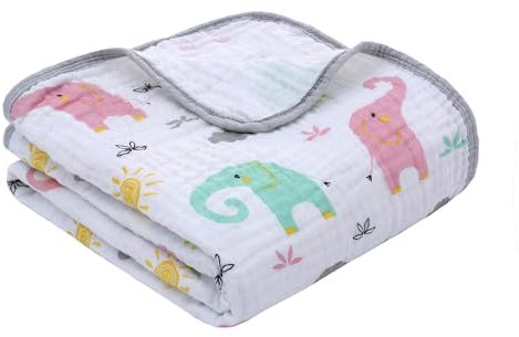 Musselin Babydecke Sommer für Babys Kinder dünne atmungsaktive Sommerdecke Puckdecke Baumwolle Mädchen Junge 110x150cm
