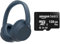 Sony WH-CH720N Noise Cancelling Wireless Bluetooth Headphones - Blue & Amazon Basics - MicroSDXC Memory Card, 128GB, with SD Adapter, A2, U3, 100MB/s Max Read Speed, Black