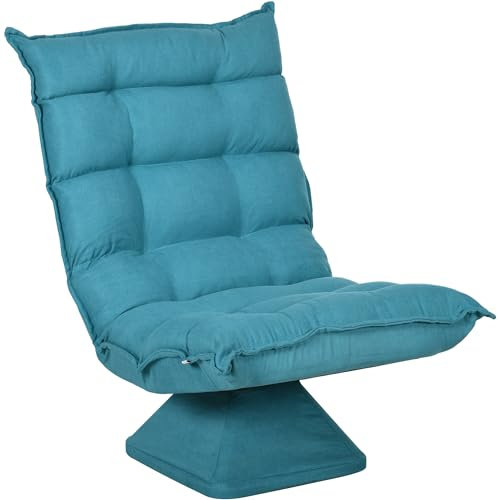 HOMCOM Bodenstuhl Bodensofa mit Verstellbarer Rückenlehne, drehbarer Meditationsstuhl mit Sockel, Lazy Sofa, gepolstert Relaxsessel für Büro, Wohnzimmer, Blau
